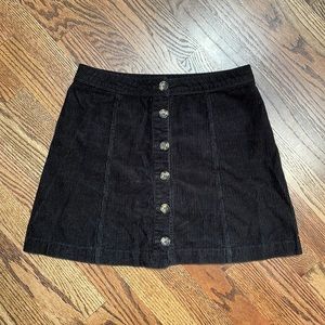 Black Corduroy Button Skirt